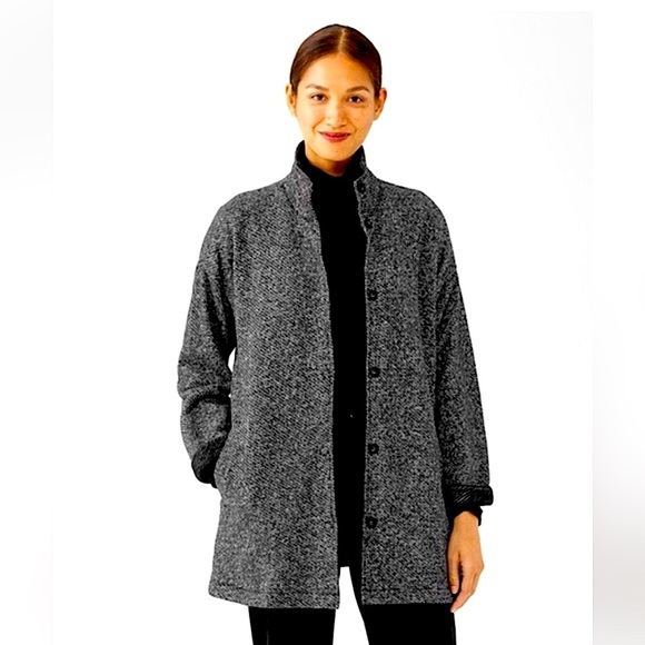 Eileen fisher organic cotton Terry stand collar jacket size medium - Picture 1 of 8